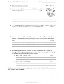 Cambridge IGCSE Business Studies 0450 Calculation Worksheets